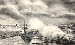 CPA Le Havre La digue Nord un jour de tempete