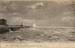 CPA Le Havre el nuevo embarcadero por el mar pesado