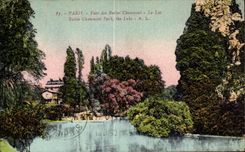 CPA Paris Park of the Chaumont Hillocks the lake Hillocks Chaumont Park the Lake