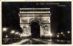 CPA Paris I Arc De Triomphe visto de noche