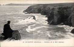 CPA Quiberon (Morbihan) Rochers de la Mer Sauvage