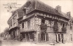 Calle Bretana de la mujer mayor de CPA Josselin de los treinta