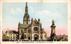 CPA Sainte Anne Auray Bosilique and the Fountain