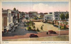 CPA Vichy Places Town hall and the New Post office