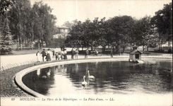CPA Moulins the place of the Republic the Part Water Swan Swan