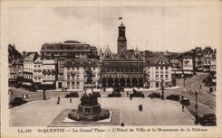El Saint Quentin de CPA el grande coloca el ayuntamiento y el monumento de la defensa