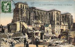 Saint Quentin de CPA despues de la guerra la basilica de Militaria