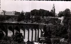 CPA Dinan Le Viaduct the bell-tower of Church Saint Saver and Hospital