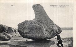 CPA Tregastel the Shaking Rock Child