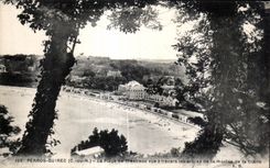CPA Perros Guirec the Beach of Trestraou seen through the trees