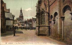CPA Dinan Place I Church Saint Saver and the Tower of I Horloge Le market