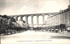 CPA Morlaix (Finistere) La Place Thiers et le Viaduc