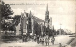 CPA Comfort Apse of I Church the Road of Bridge Cross Audierne Children Nice shot