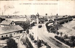 CPA Strasbourg Bridges of the Rhine and Kehl in the distance