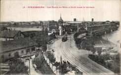 CPA Strasburg Bridges of the Rhine and Kehl in the distance
