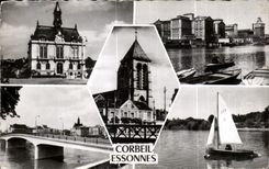 CPA Images of France the town hall the large mills church the Sailing bridge on the Seine