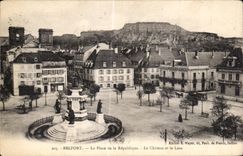 CPA Belfort the Place of Republique Le Castle and the Lion