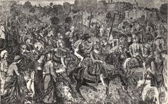 CPA Gargilesse con la vuelta de las cruzadas el senor trae detrAs a Notre Dame al hamp su etandard Radan