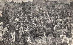 CPA Gargilesse con la vuelta de las cruzadas el senor Brings detrAs Notre Dame al poste de su estAndar