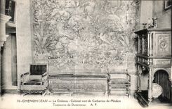 Gabinete verde de CPA Chenonceaux Le Castle de Catherine de Medicis Tapestry de Ducerceau
