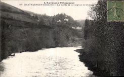 CPA Auvergne Picturesque Chateauneuf les Bains the Valley of Sioule and the Castle