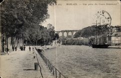 CPA Morlaix Vue prise du Cours Beaumont Bateau