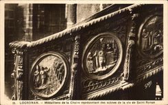 CPA Locronan Medalllons of the Pulpit represent scence of the life of Sint Ronan