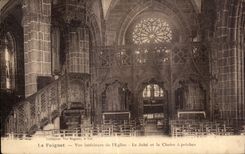 CPA Le Folgoet Vue Interiure de I Eglise Le Jube et la Chaire a precher