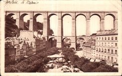 CPA Morlaix La Place Thiers et le Viaduc