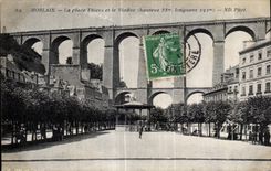 CPA Morlaix La place Thiers et le Viaduc