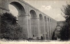 CPA Morlaix Vue perspective du viaduc