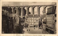 CPA Morlaix Rue d Aiguillon et Place de Viarmes
