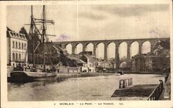 CPA Morlaix Le Port Le Viaduc Bateau Voilier 