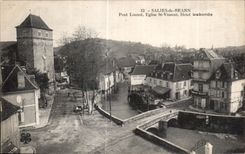 CPA Salies de Bearn Pont Loume Eglise St Vincent Hotel Laborde