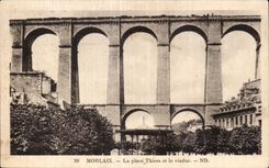 CPA Morlaix La place Thiers et le viadue