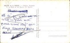 Valle de CPA de la estacion de tren del castillo de la Mosa Regnault y del alambre de cuatro Aymon