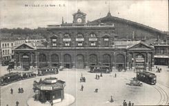 CPA Lille the Station Trams