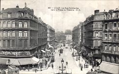 CPA Lille the Street Faidherbe towards the Place of the Theater