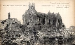 Francia reconquistada CPA 1917 franceses nos dejo recordar Thiescourt Oise Ruines Eglise Militaria