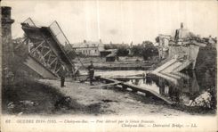 La guerra de CPA Choisy 1914-1915 con el puente de la cuba destruido por el genio frances Choisy con la cuba Destructed el puente de Militaria