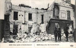 CPA Betz (Oise) despues del bombardeo de Militaria