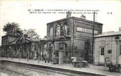 CPA Senlis Guerre septembre Gare Interieure et Gare nouvelle Senlis war september Interior side of the Station Militaria
