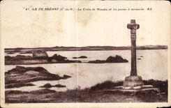 CPA Ile de Brehat La Croix de Maudez et les passes a mi maree