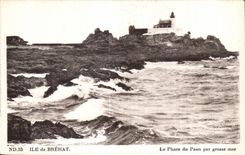 CPA Ile de Brehat Le Phare du Paon par grosse mer