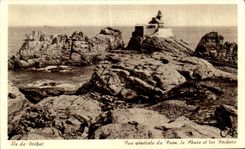 CPA Ile de Brehat Vue generale du Paon Le Phare et les Rochers