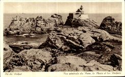 CPA Ile de Brebat Vue generale du Paon Le Phare et les Rochers