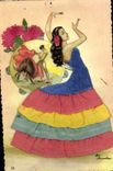 CPA Femme Corrida Taureau Danse Folklore