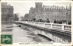 CPA Paris Floods January 1910 Bridge with the Exchange Floods