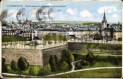 CPA Luxembourg Panorama with Place of Castitution
