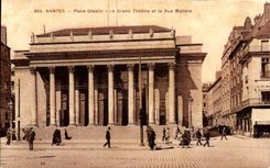 CPA Nantes Places Graslin the Large Theater and the Street Moliere